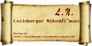 Lozinberger Nikodémusz névjegykártya